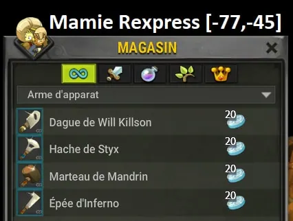 armes d'apparat incarnations dofus