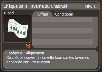 chèque de la taverne du chabrulé