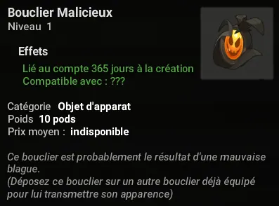 bouclier malicieux Halouine dofus