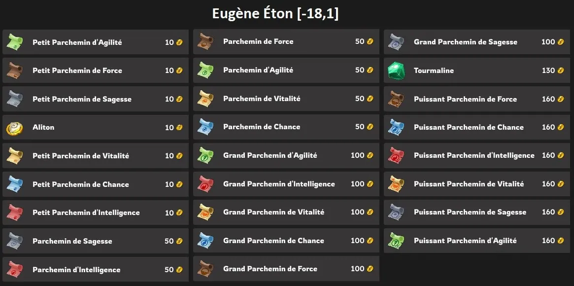 achat en généton dofus