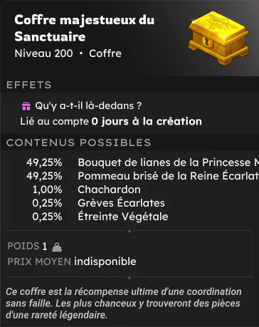 Raid Sanctuaire des Jardins éternels récompenses