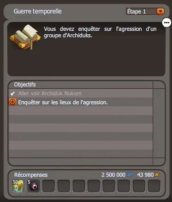 quete Guerre temporelle dofus