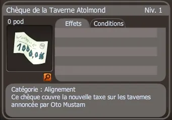 chéque de la taverne atolmond