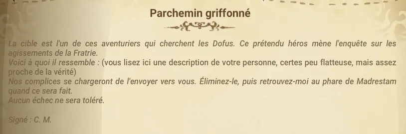 quête Sombres desseins