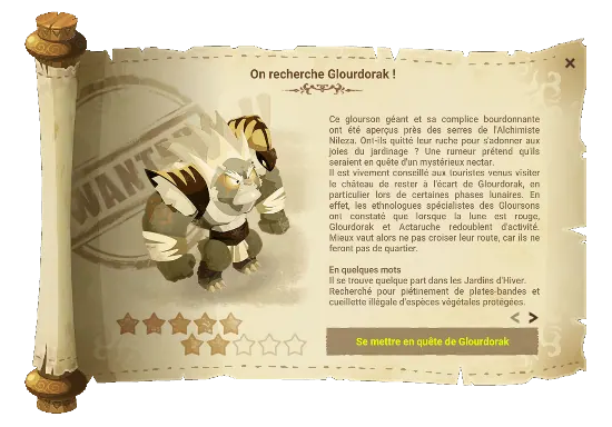 Avis de recherche Glourdorak