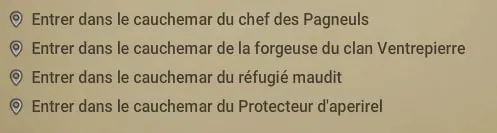 quête Cauchemars prémonitoires