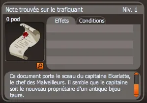 note trouvée sur le trafiquant
