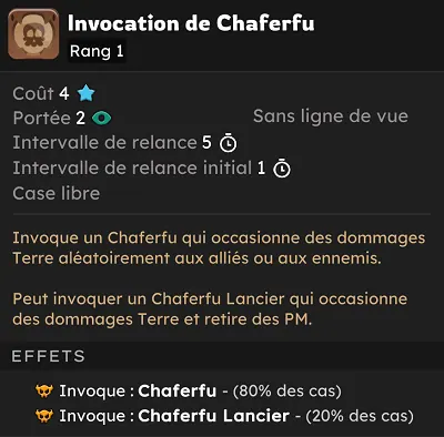 Donjon des Squelettes sort invocation de chaferfu