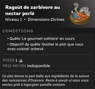 quête Le gourmet solitaire dofus