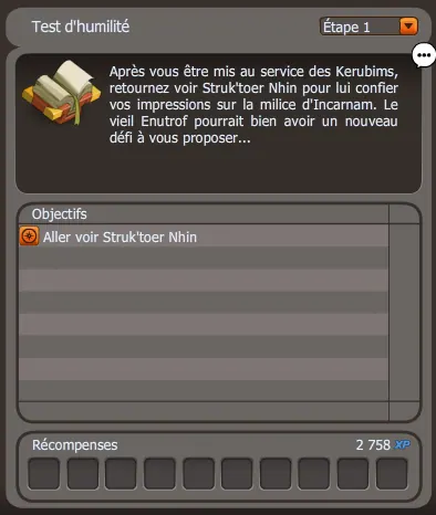 quete Test d'humilité dofus