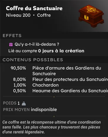 Raid Sanctuaire des Jardins éternels récompenses